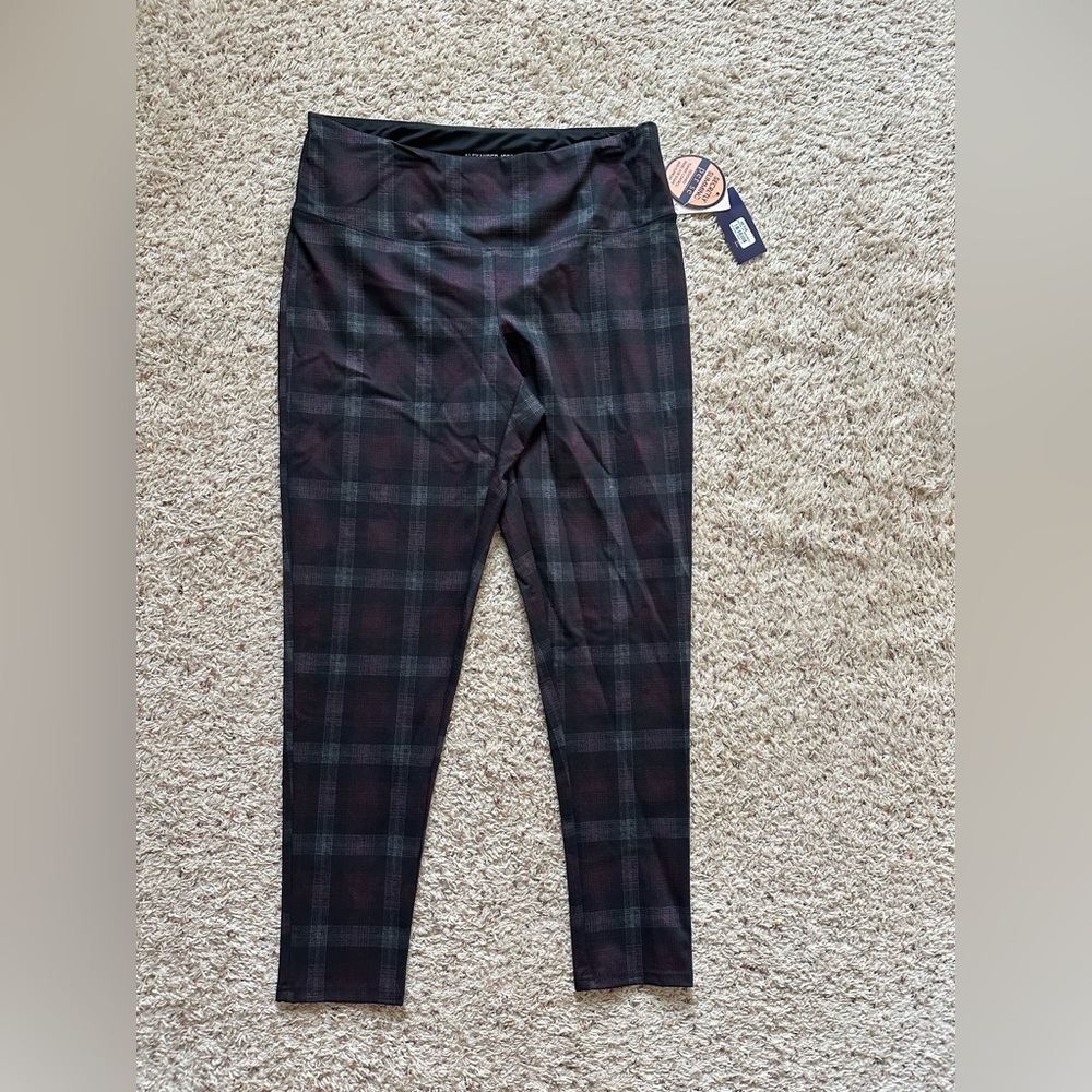 NWT Alexander Jordan Tummy Control Leggings Multicolored Plaid Size Large
